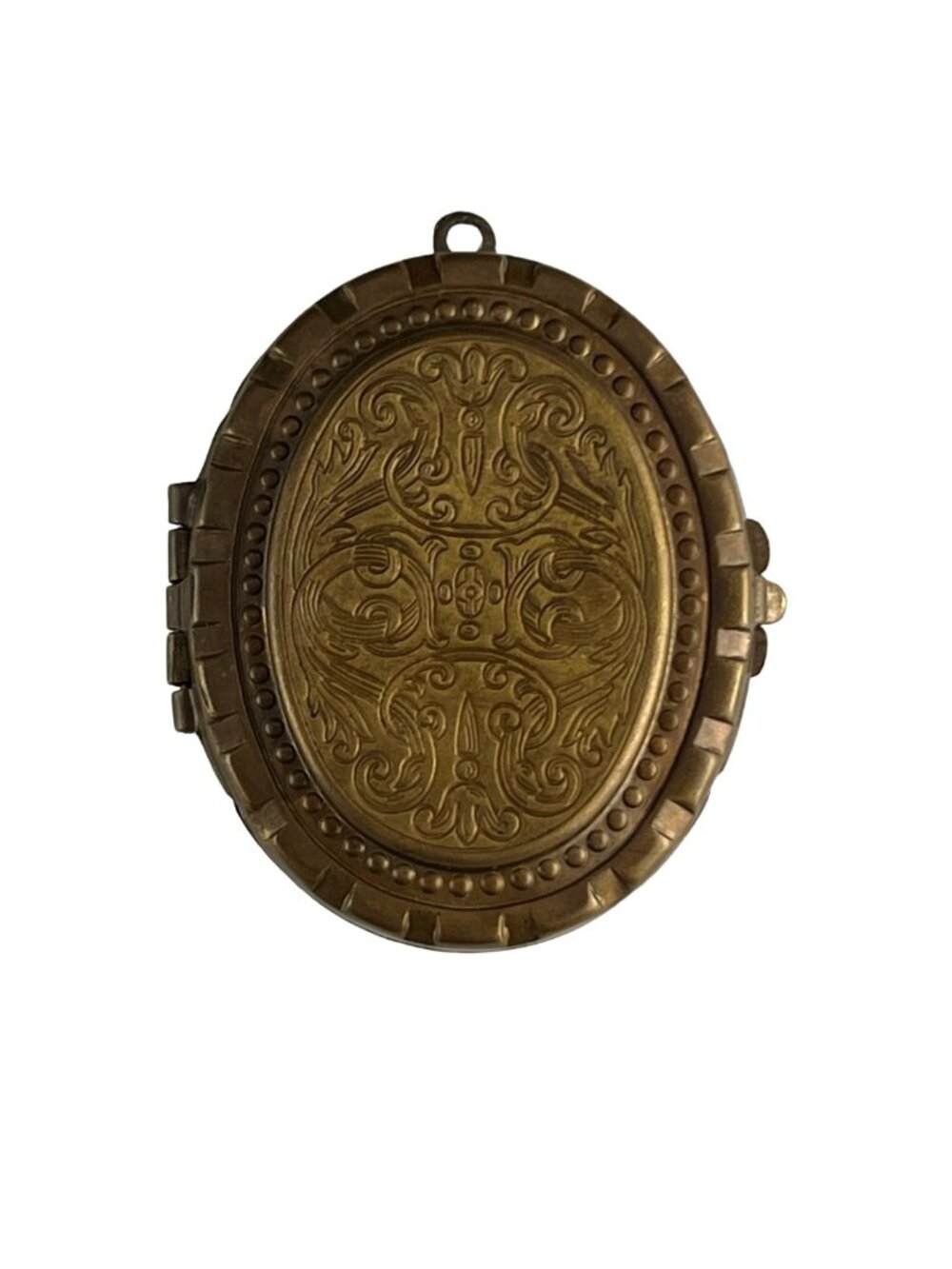 Vintage Style Brass Oval Locket – Detailed Filigree Flawed/Prop/Craft Component